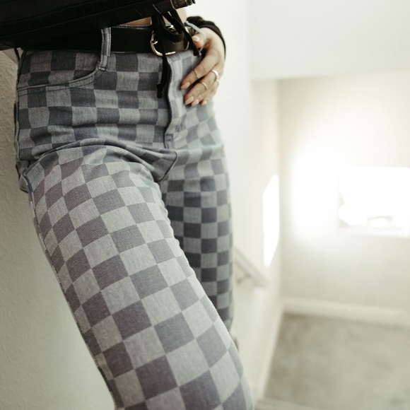 Marina Checkered Denim Jean - Picture 2 of 5